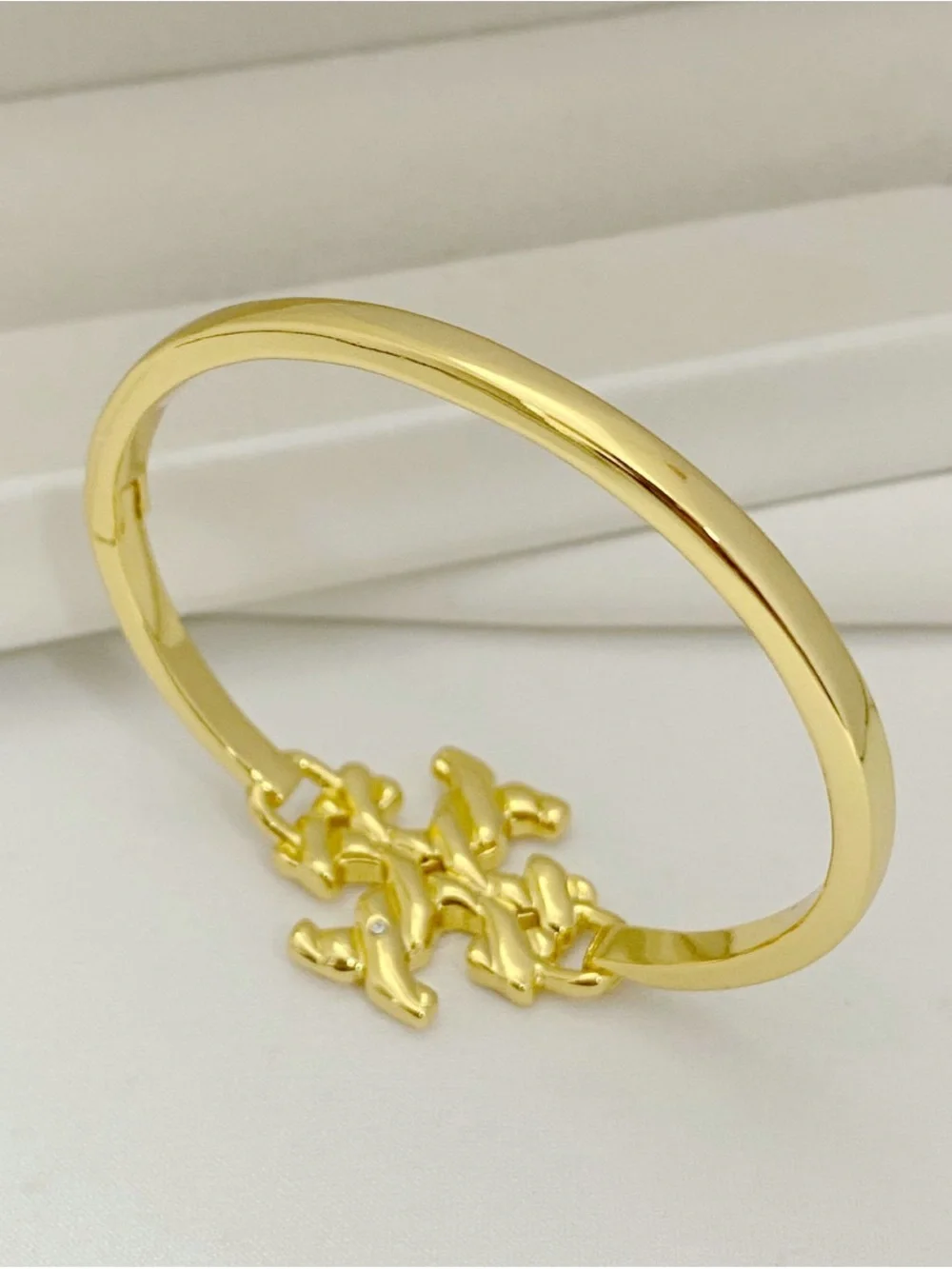 Tory Burch Gold-tone Logo Cuff Bracelet